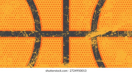 Padrão de linha cruzada de basquete em um fundo de meio-tom laranja com textura grunge angustiada e detalhes de superfície desgastada, adequado para gráficos esportivos, temas atléticos, design de pôster e projetos criativos.