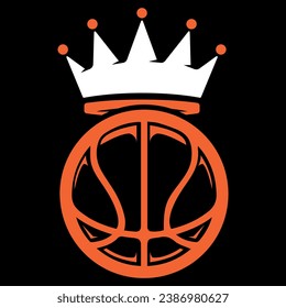 basketball with a crown sport logo design vector file