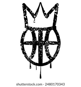 Basketball crown spray paint graffiti drawn in grunge texture style