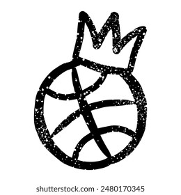 Basketball crown spray paint graffiti drawn in grunge texture style