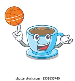 With basketball cup of delicious cartoon milk tea