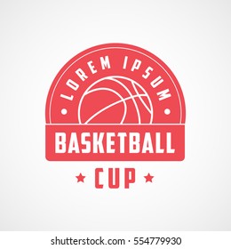 Basketball Cup Emblem Red Flat Icon On White Background