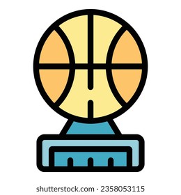 Basketball cup icon outline vector. Trophy prize. Star win color flat