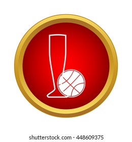 Basketball cup icon in simple style in red circle. Championship symbol