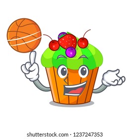 With basketball cupcake shape cartoon the delicious one