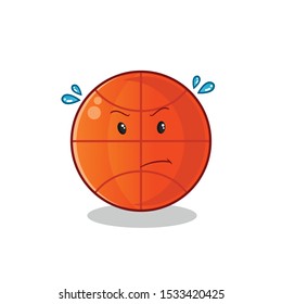 basketball cute chibi angry mascot vector cartoon illustration