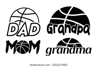 Basketball Dad Mom Grandpa Grandma T shirt Design Bundle, Vector Basketball T shirt  design, Basketball shirt  typography T shirt design Collection