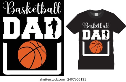 Plantilla de diseño de camiseta gráfica de Vector de tipografía de papá de baloncesto. Camisetas del jugador de baloncesto, camiseta del deporte del baloncesto, camiseta americana del baloncesto, diseño motivacional de la camiseta de la cita