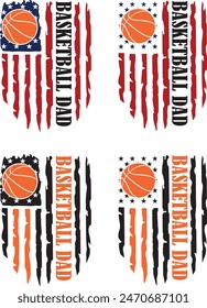 Basketball Dad US Flag, Basketball Dad American Flag, Basketball Clipart