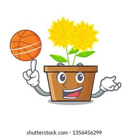 With basketball dahlia flower in the cartoon shape