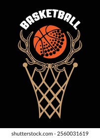 Basketball Deer Hunting Printable Cut File.