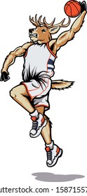 Basketball Deer Jump Character Mascot Illustration