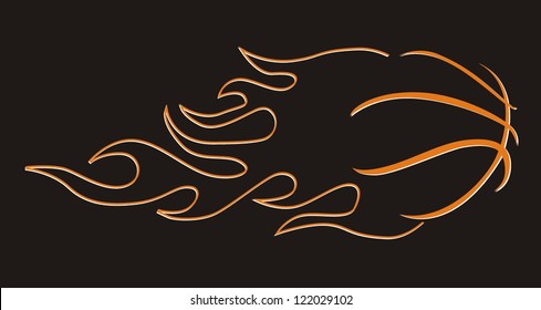 basketball design element and flames