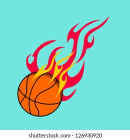 basketball design element and flames