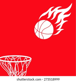 basketball design element and flames