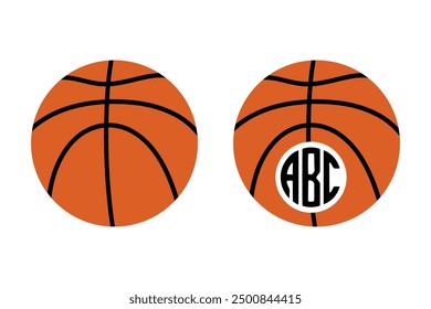 Basketball design with monogram on white background. Sport vector illustration