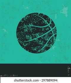 Basketball design on green background,grunge vector