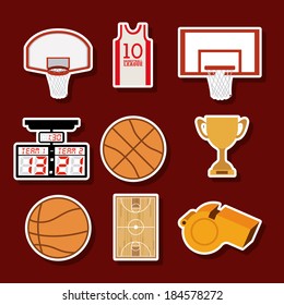 Basketball design over red background, vector illustration