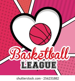basketball design over texture pink  background vector illustration.