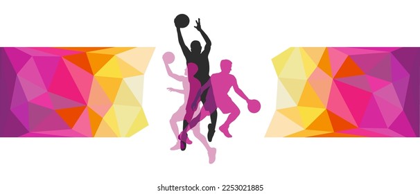 Basketball design sport graphic with basketball player in action and design elements in vector quality.