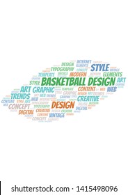 Basketball Design word cloud. Wordcloud made with text only.