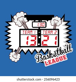 basketball desing over blue bubble  bacground vector illustration.