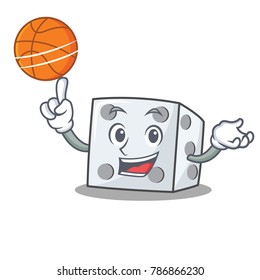 With basketball dice character cartoon style