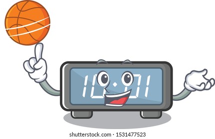 With basketball digital clock isolated in the mascot