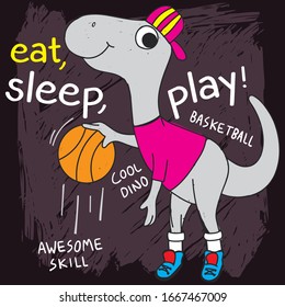 
Basketball dino hand drawn for t shirt