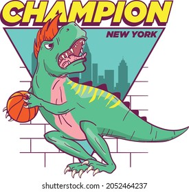 Basketball Dino for textile design and other design