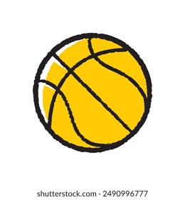 Basketball doodle icon, sports equipment icon