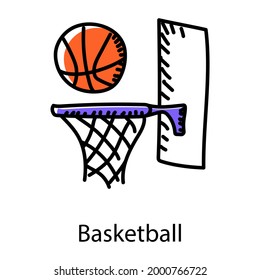 Basketball Doodle Style Icon, Editable Vector 