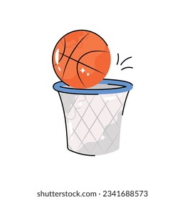Basketball-Doodle-Vektor-Umriss-Aufkleber gefüllt. EPS10-Datei