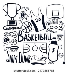 Basketball drawing vector icon. Hand Drawn Basketball Scribble vector. Basketball doodles vector