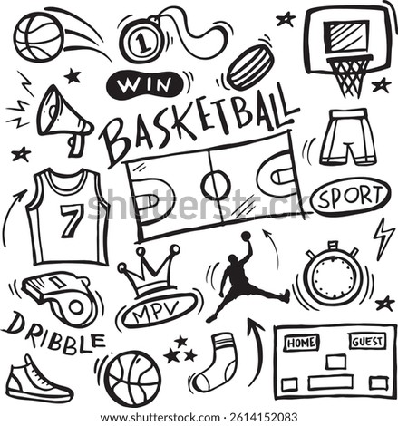 Basketball drawing vector icon. Hand Drawn Basketball Scribble vector. Basketball doodles vector