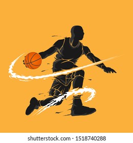 basketball dribble dark flame silhouette
