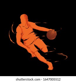 basketball dribble motion player silhouette