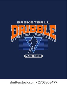 Baloncesto Dribble, Pass, Diseño de puntuación Ilustración vectorial deportiva
