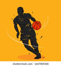 basketball dribbling running splash silhouette