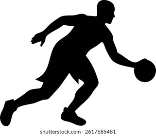 Basketball Dribbling Silhouette Vector - Dynamic Sports Action Design.