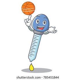 With basketball dropper character cartoon style