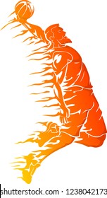 Basketball Dunk Bearded Vibrant Flame