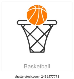 Basketball and dunk icon concept