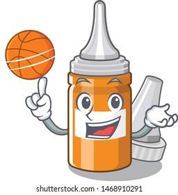 With basketball ear drops isolated in the cartoon
