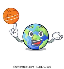 With basketball earth in the shape on character