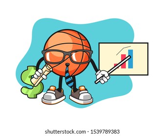 Basketball economist cartoon. Mascot Character vector.