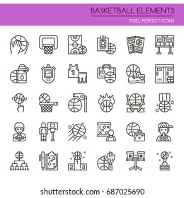 Basketball Element , Thin Line and Pixel Perfect Icons