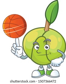 With basketball elephant apple fruit in cartoon character