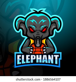 Basketball elephant player mascot logo design	