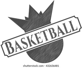 Basketball emblem draw with pencil effect